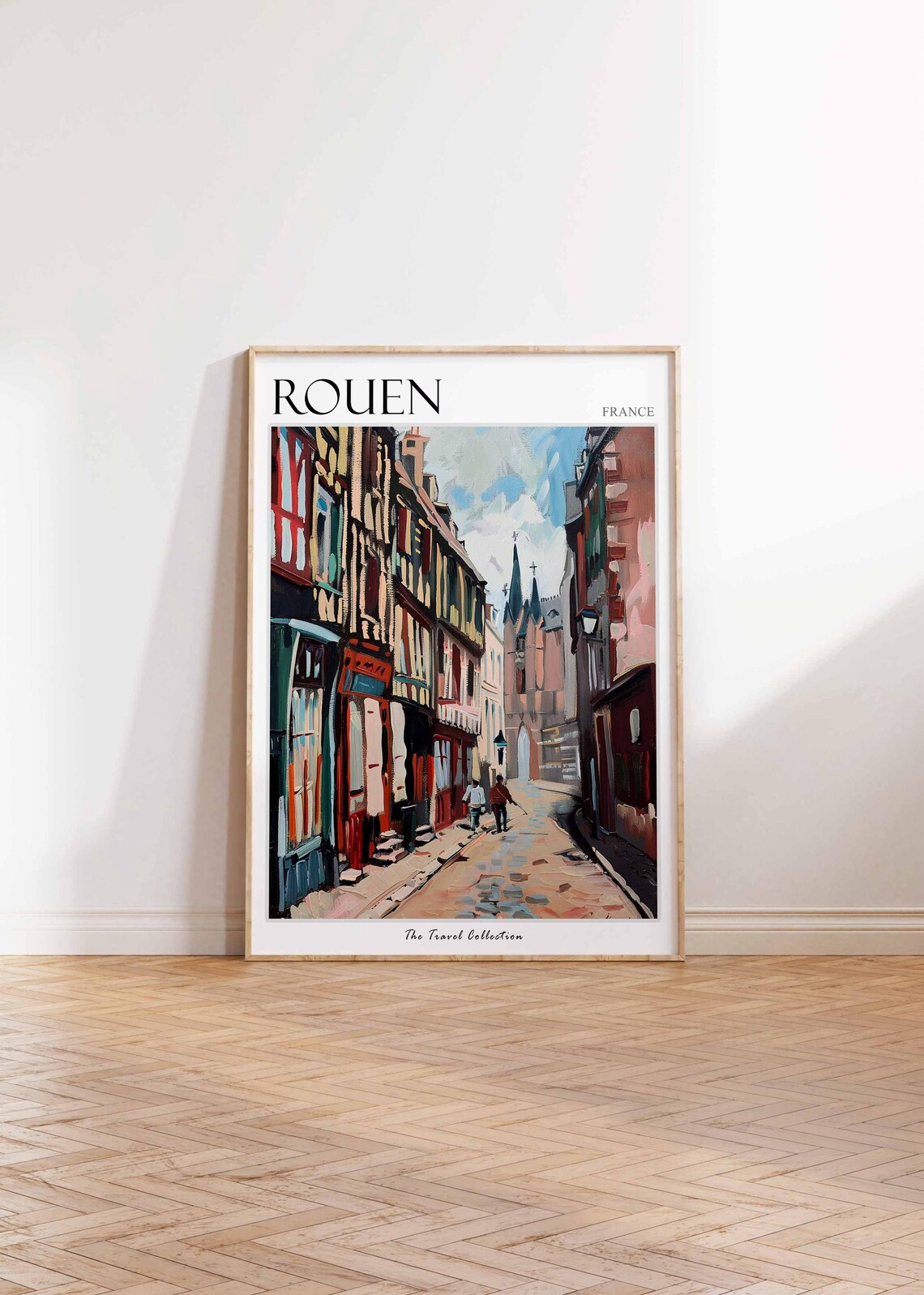 Rouen France Half Timbered Old Street Painted Travel Art Poster - Image 2