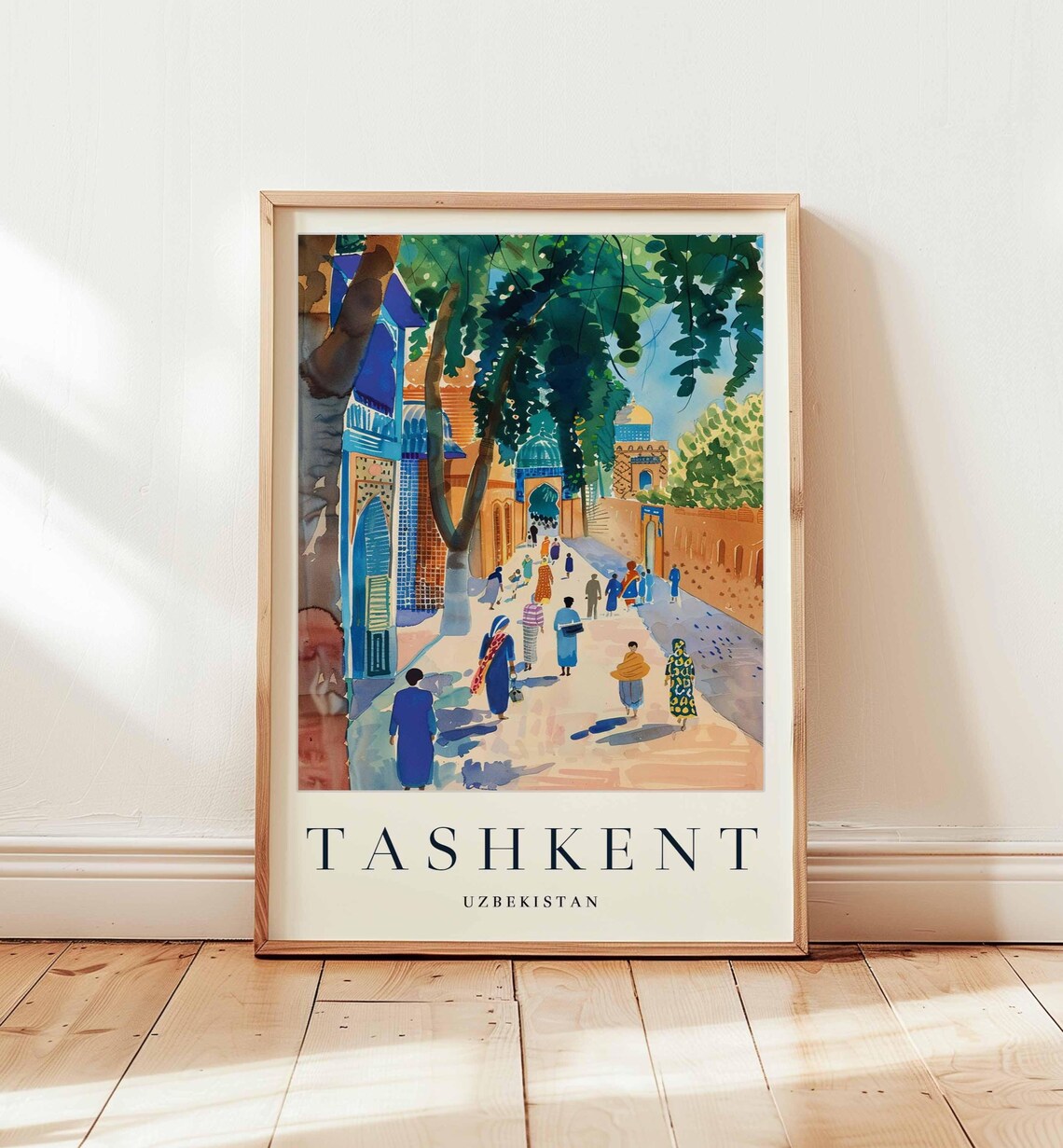 Tashkent Uzbekistan Old Town Street Watercolor Travel Poster