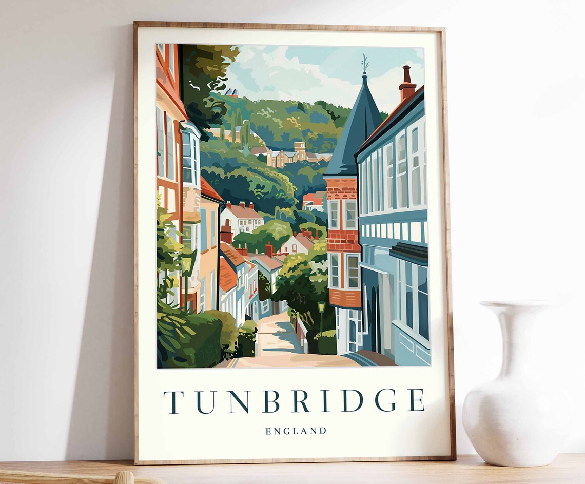 Tunbridge Poster Tunbridge Travel Print England Wall Art British Decor Tropical Decor Botanical Print Tunbridge Gift