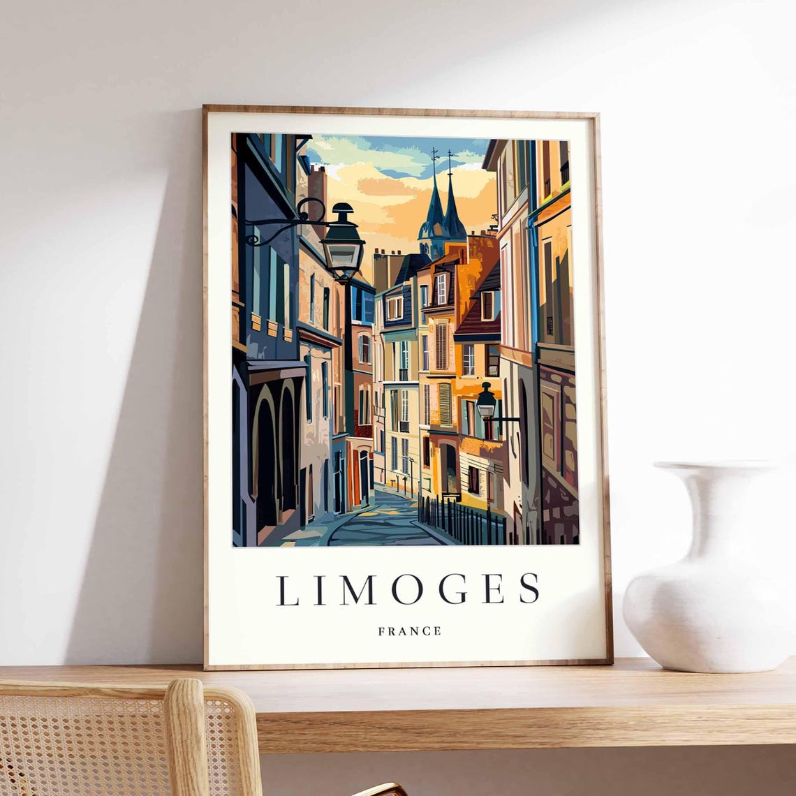 Limoges Poster France Travel Print Nouvelleaquitaine Wall Art French City Decor Cathedral Europe