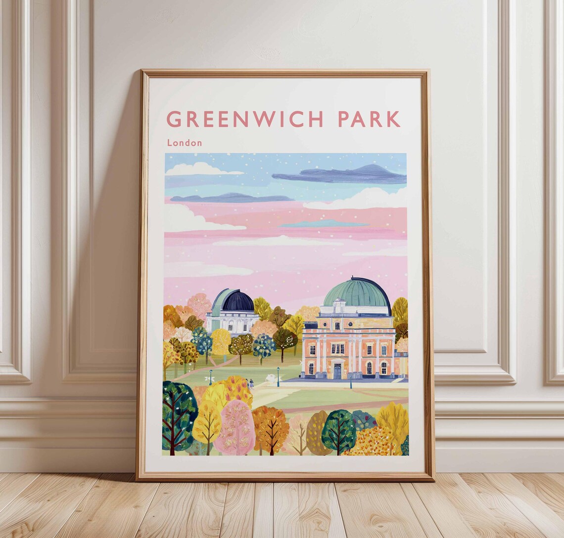 Greenwich Park London Travel Poster, British Landscape