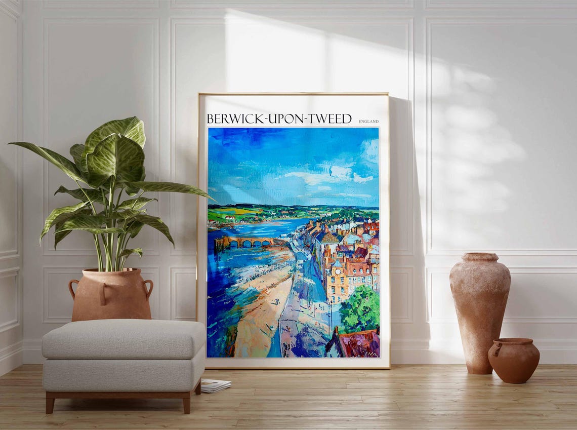 Berwick upon Tweed Old Bridge Estuary Aerial View England Poster - Image 3