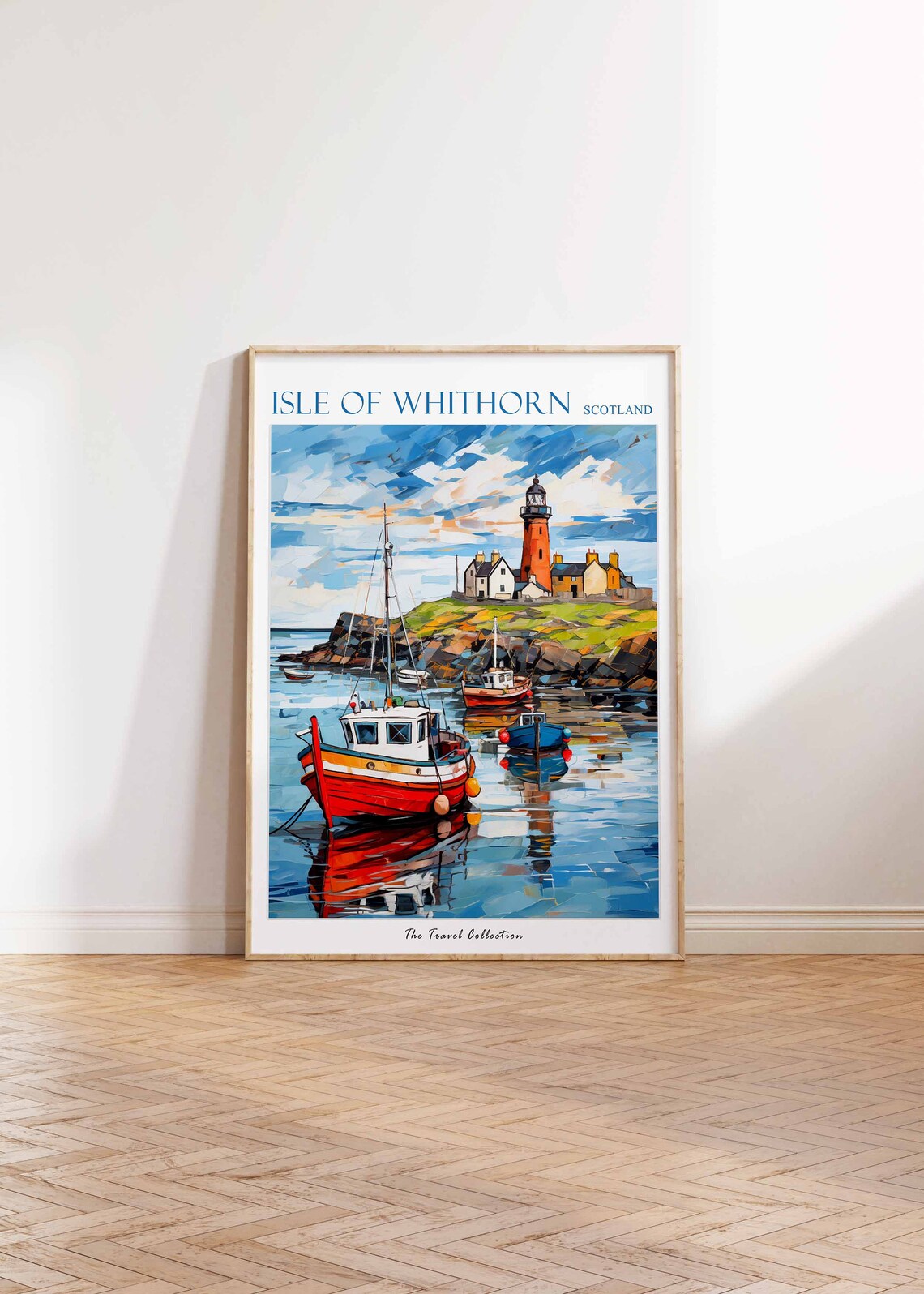 Isle of Whithorn Scotland Fishing Harbor and Red Lighthouse Poster - Image 2