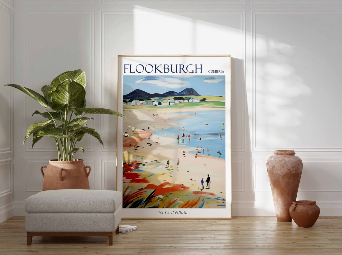 Flookburgh Cumbria Estuary Beach Mountains Vintage Travel Poster - Image 3
