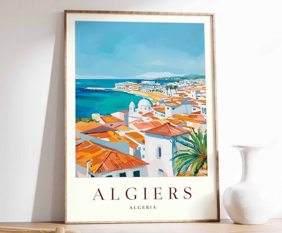 Algiers Poster Algiers Travel Print Islamic Wall Art Islamic Decor Tropical Decor City Print Algeria Gift Algeria Travel Poster