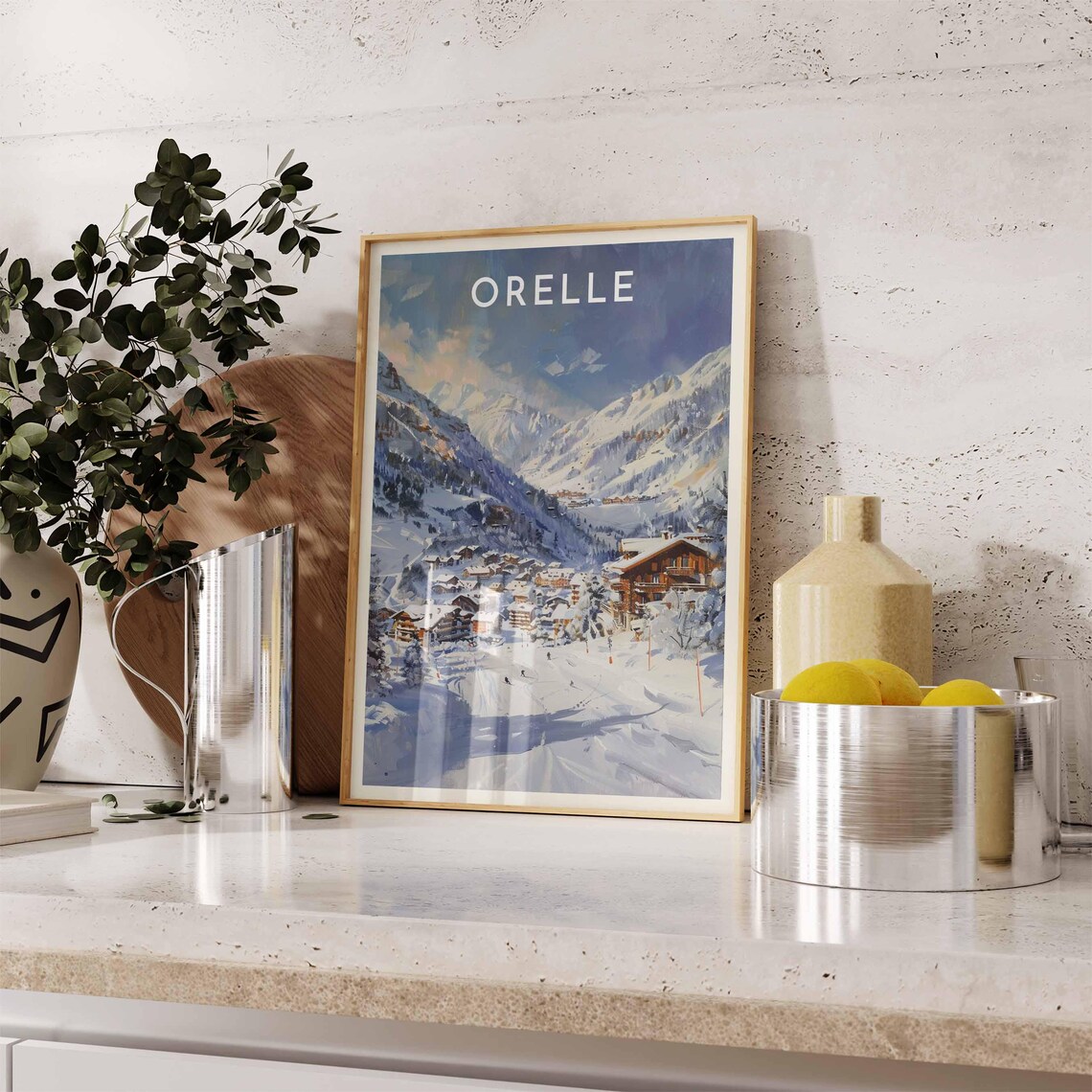 Skiing Travel Poster Orelle Ski Print France Travel Print Skiing Art Skiing Print Winter Sport Art Ski Gift - Image 2