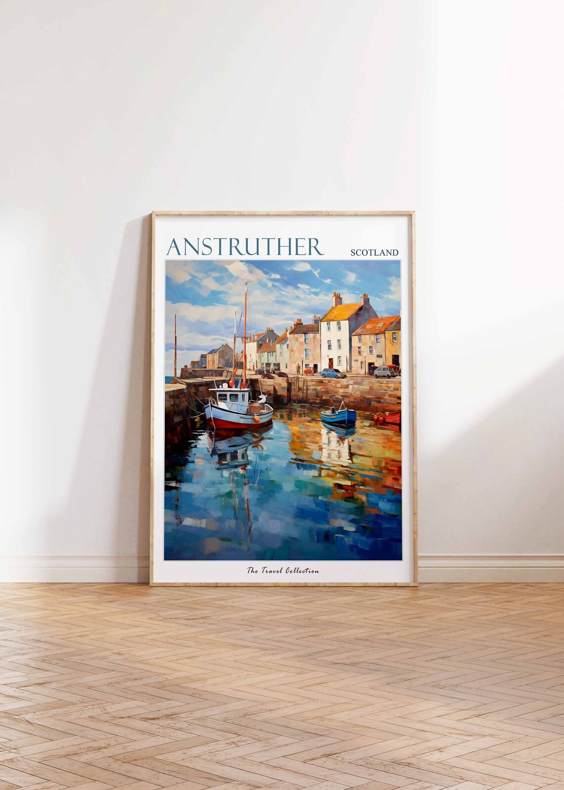 Anstruther Scotland Fishing Harbor Boats Impressionist Travel Poster - Image 2