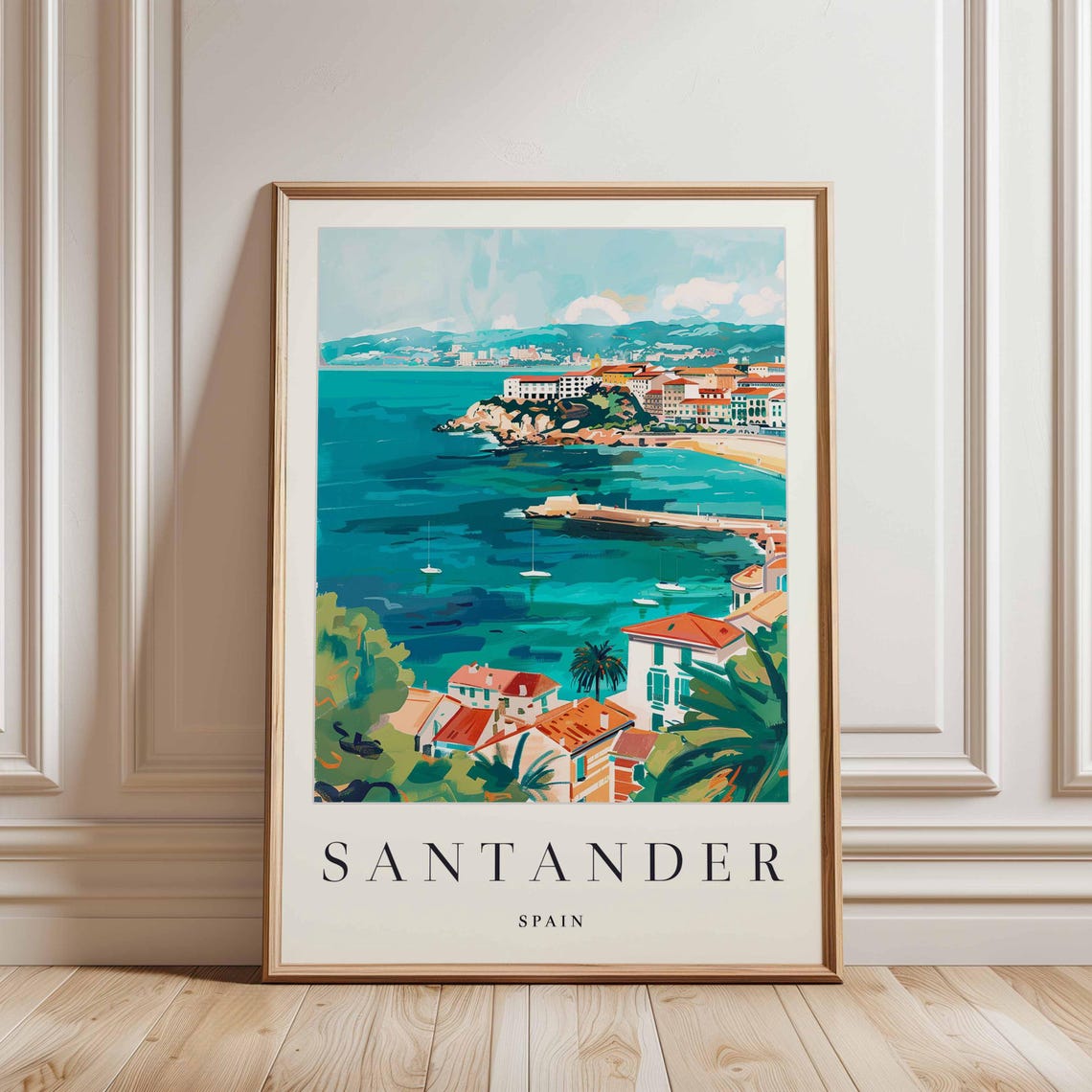 Santander Spain Sailboats in the Turquoise Harbor Bay Poster - Image 3