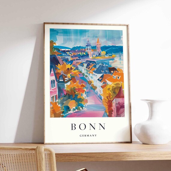 Bonn Germany Poster Rhine River Cityscape Art