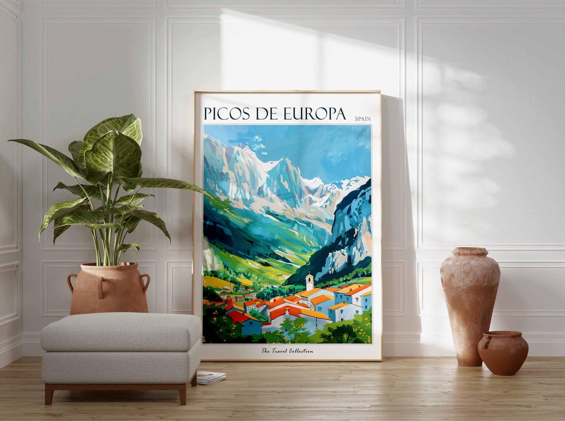 Picos De Europa Poster Spain Travel Print Spanish Decor Europe Travel Poster European Wall Art Picos De Europa Travel Poster - Image 3