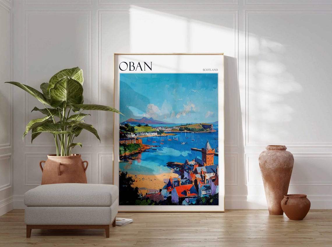 Oban Castle Overlooking Bright Bay Beach Scotland Travel Poster - Image 4