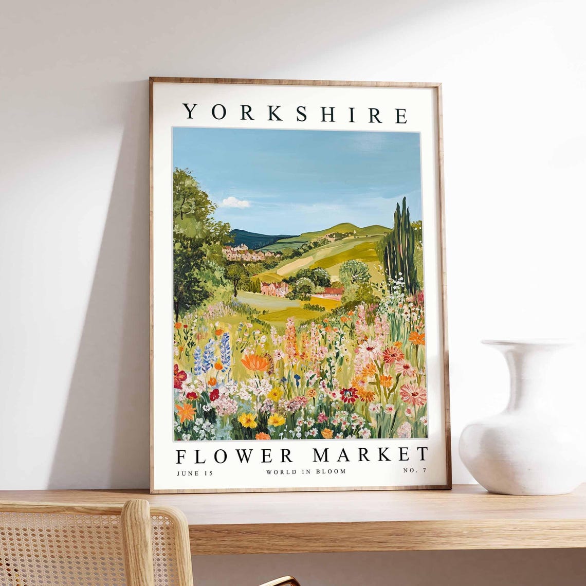Yorkshire Flower Market No. 7 Country Lane Wildflower Hills Poster