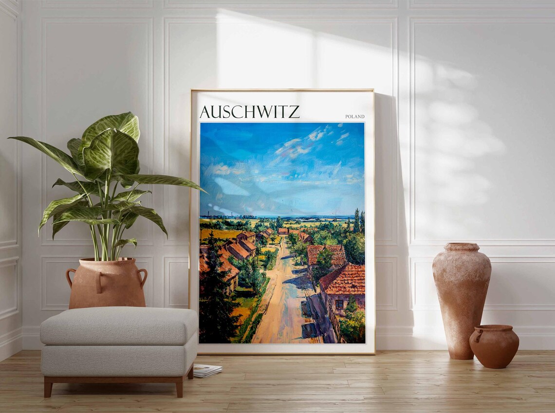 Auschwitz Poland Village Road Peaceful Landscape Travel Poster - Image 2