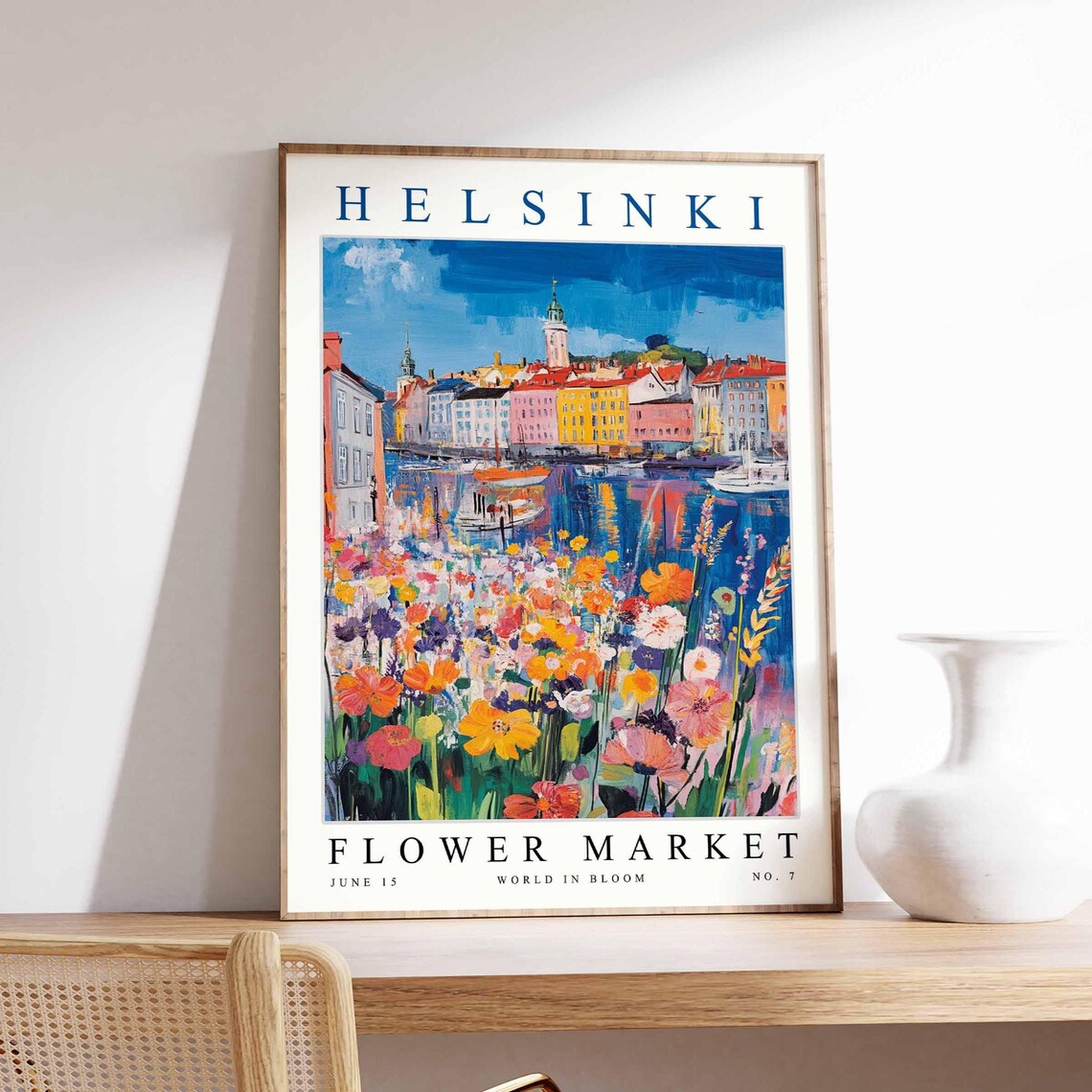 Helsinki Flower Market Pastel Wildflowers Waterfront City Poster