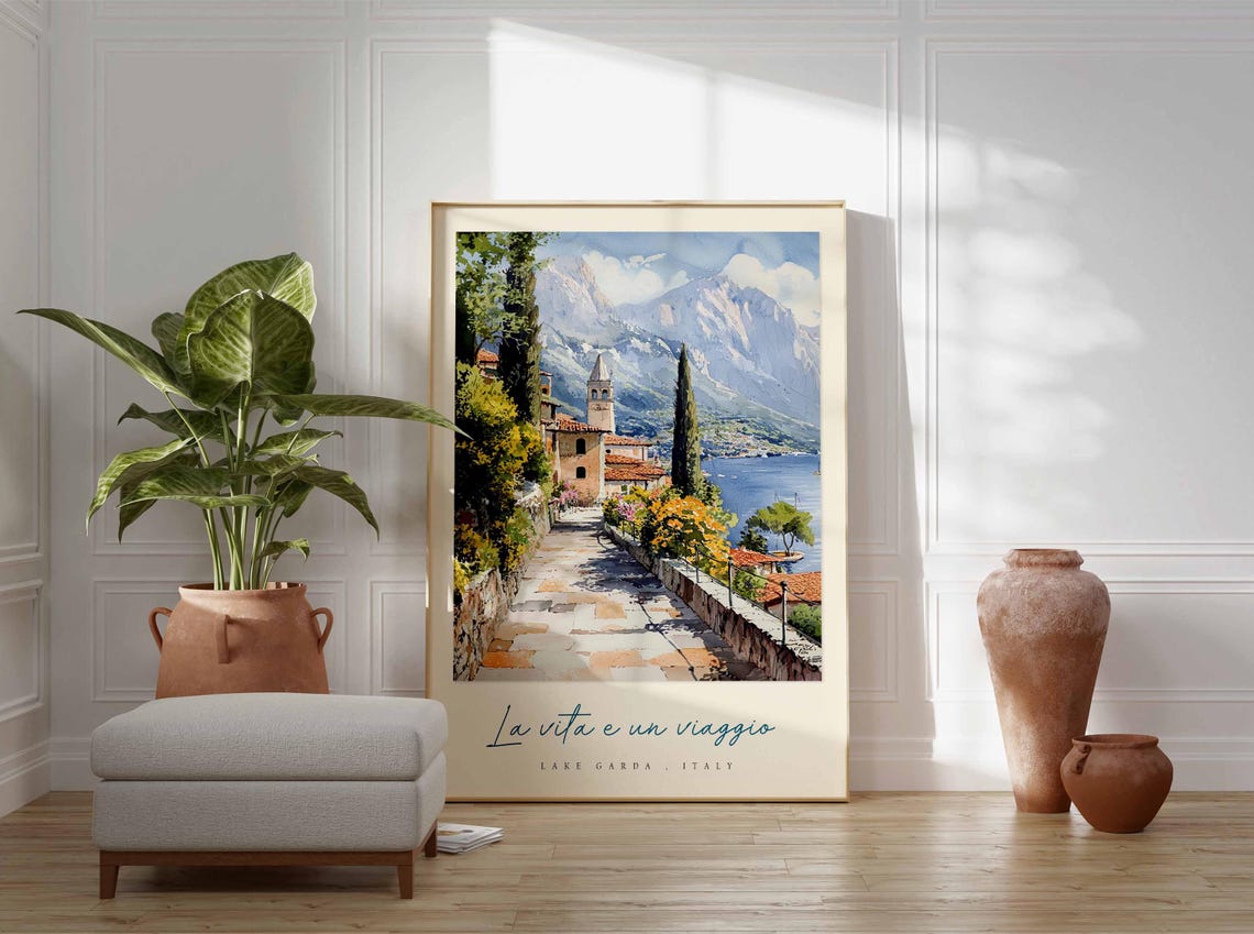 Lake Garda Poster Italian Travel Print Lake Garda Travel Art Lake Garda Wall Art Italy Art Italy Travel Decor Italian Travel Gift - Image 3