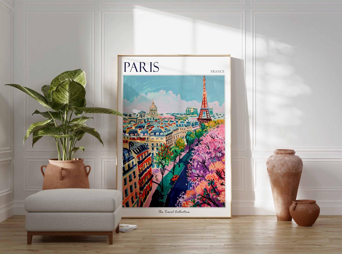 Paris Poster France Travel Print French Decor Europe Travel Poster European Wall Art City Print Paris Gift Paris Travel Poster - Image 3