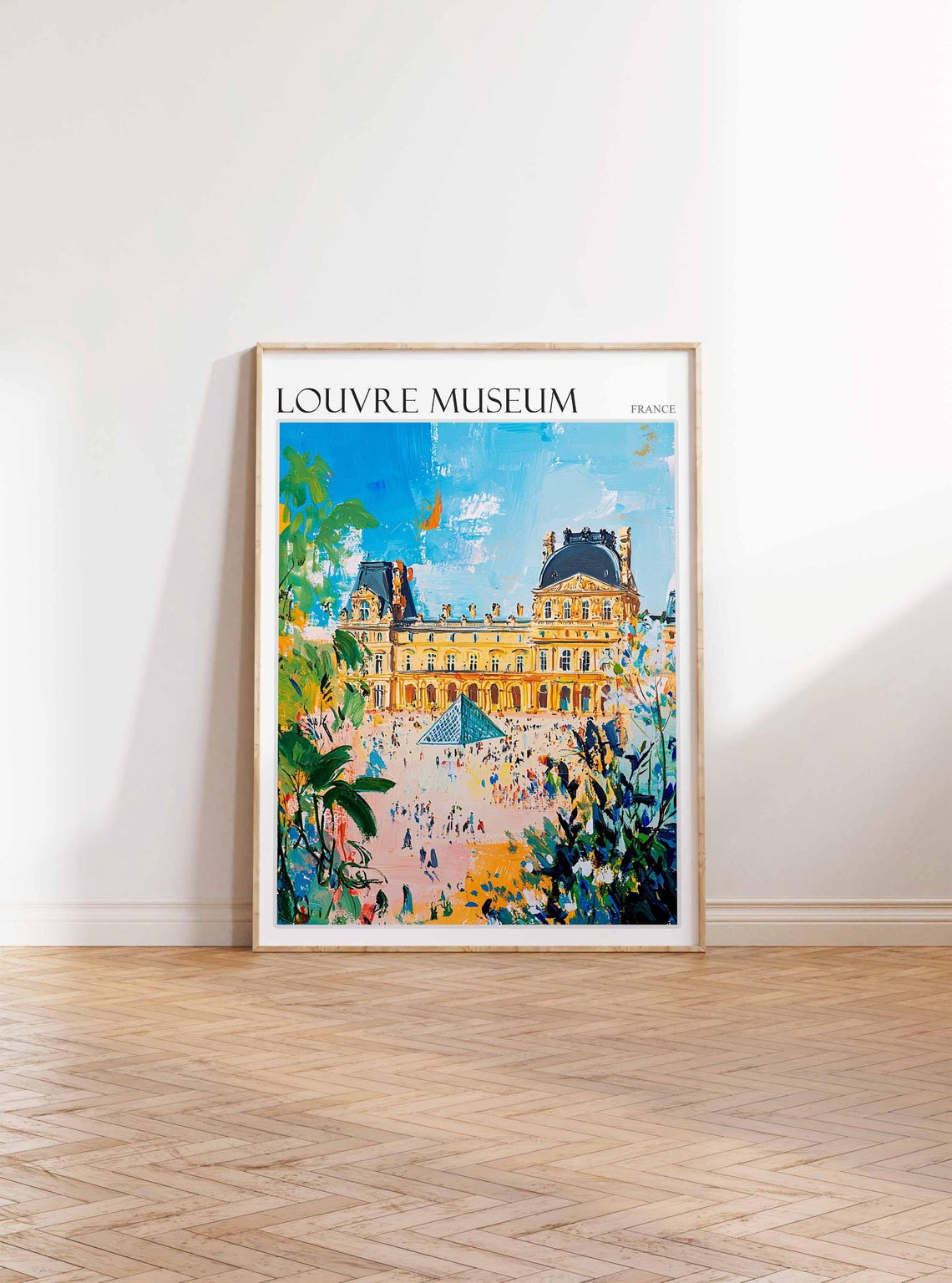 Louvre Museum France Painterly Pyramid Palace Crowds Travel Poster - Image 4