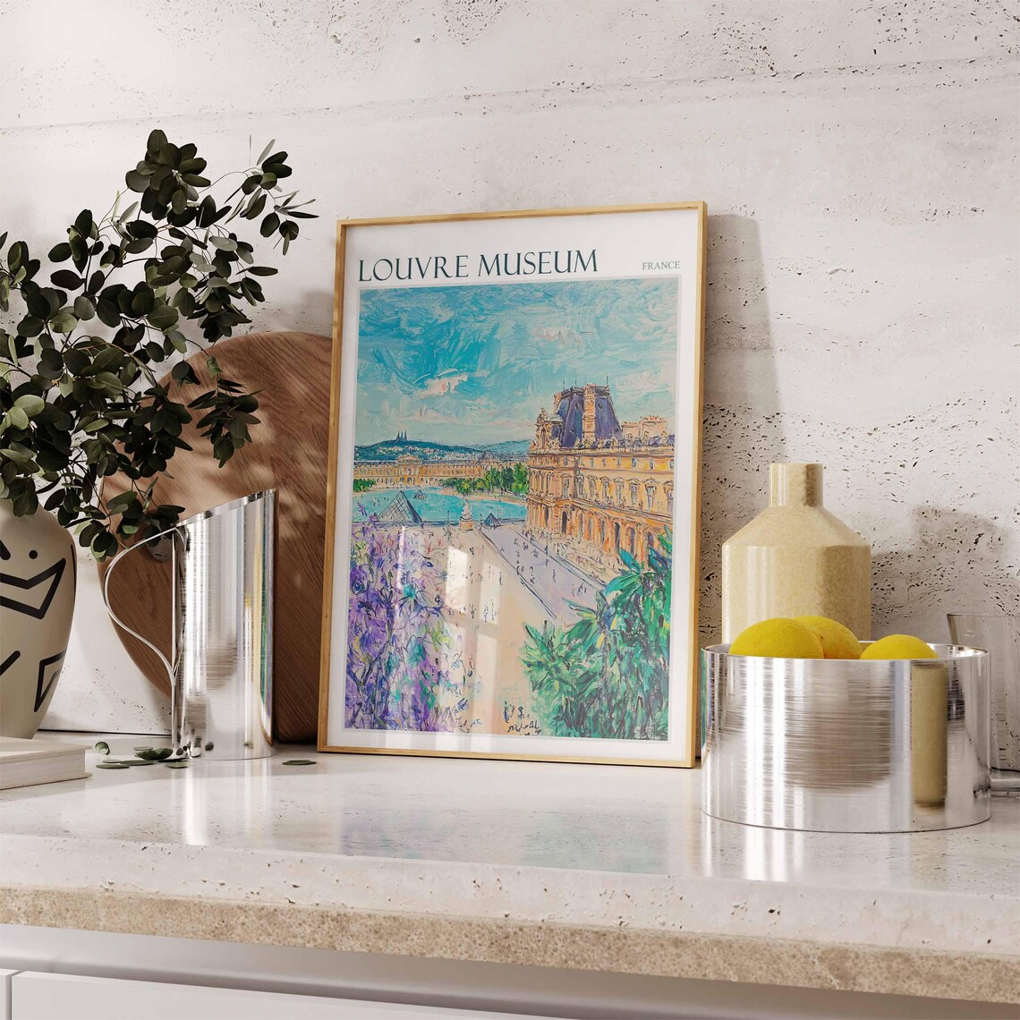 Louvre Museum Courtyard Fountain Garden Bloom Art France Poster - Image 2