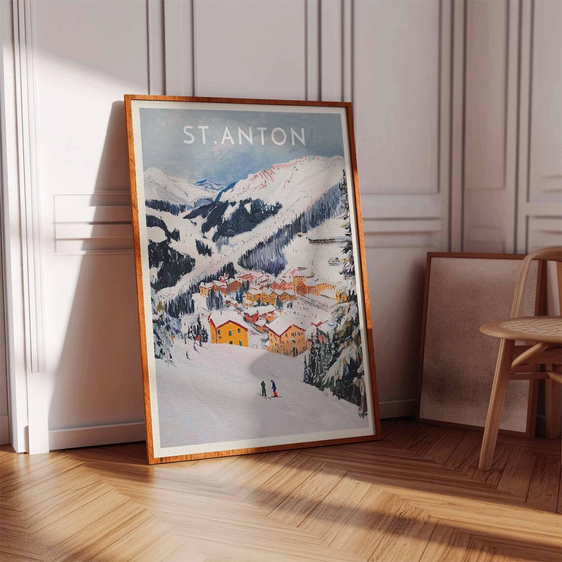 St Anton Austrian Village Valley Beneath the Pink Hued Peak Poster - Image 3