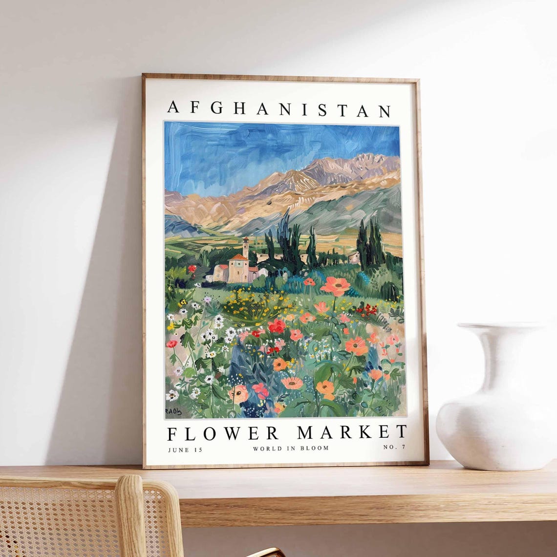 Afghanistan Poppy Meadow Domed Tower Ochre Hills Bloom Poster