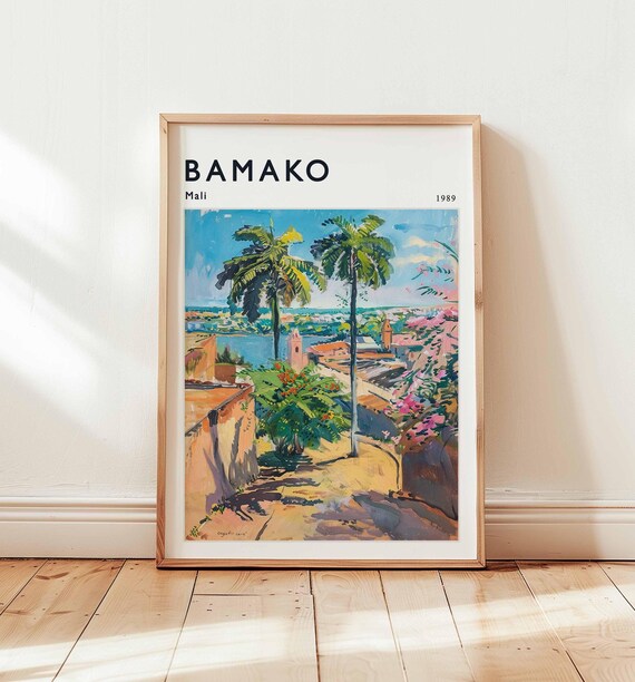 Bamako Mali Travel Poster West Africa Cityscape Art