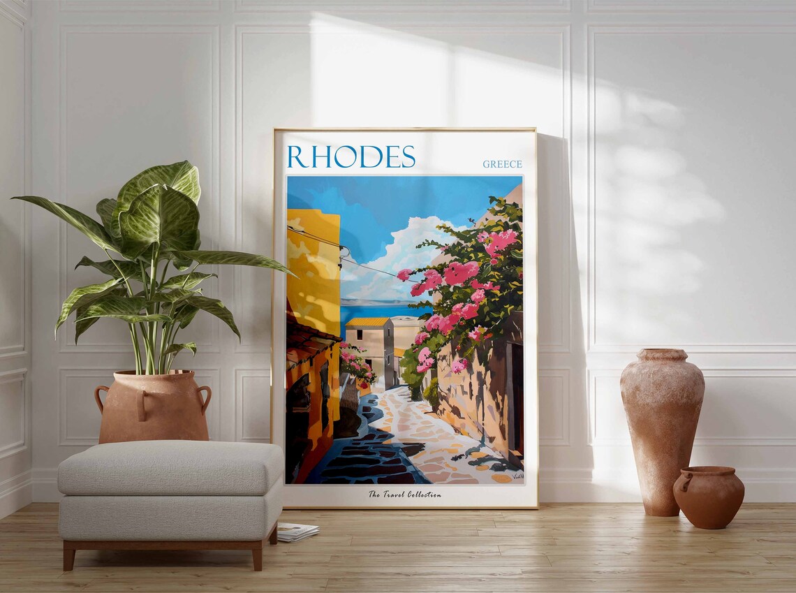 Rhodes Travel Poster, Greek Island Art Print - Image 2