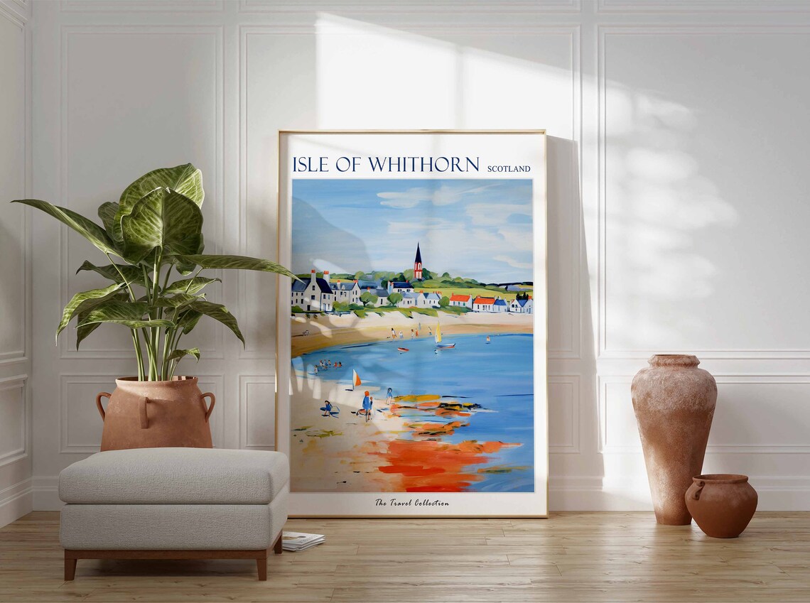 Isle of Whithorn Scotland Village Beach and Church Spire View Poster - Image 3