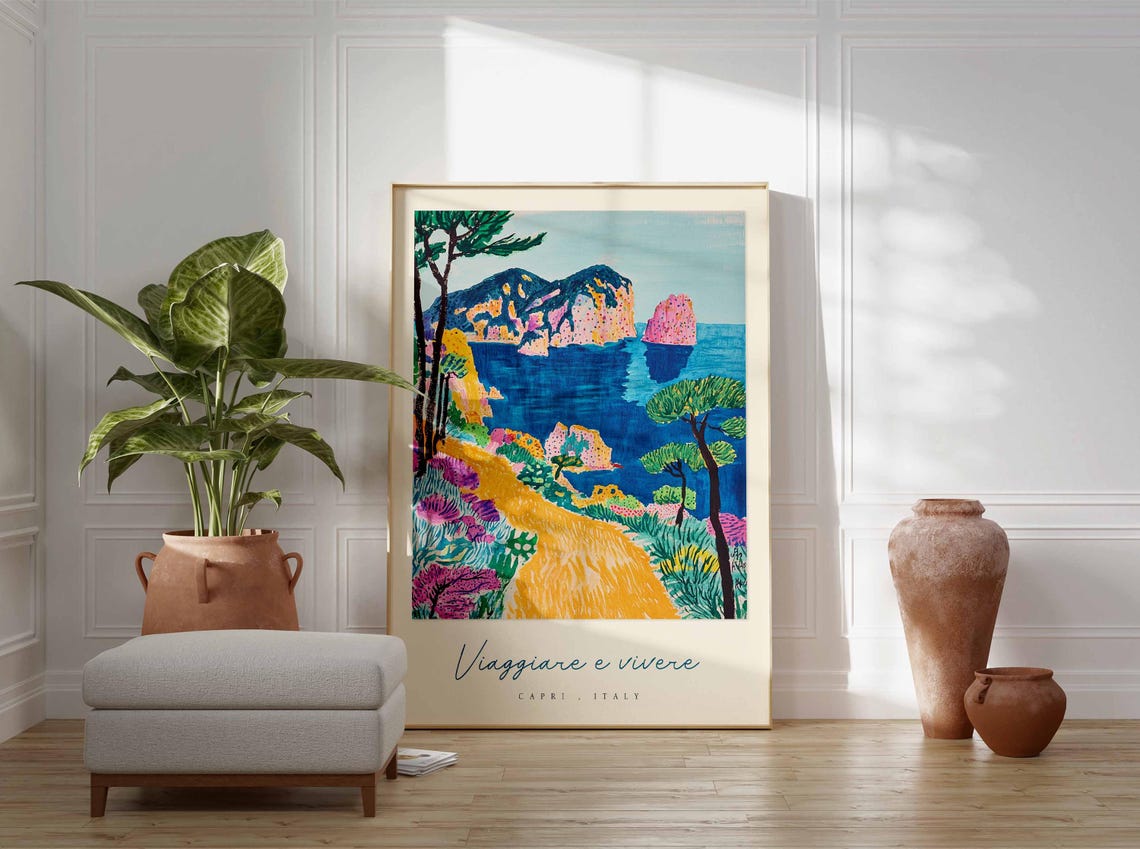 Capri Poster Capri Travel Print Capri Travel Art Capri Wall Art Italy Art Italy Travel Decor Italian Travel Gift - Image 3