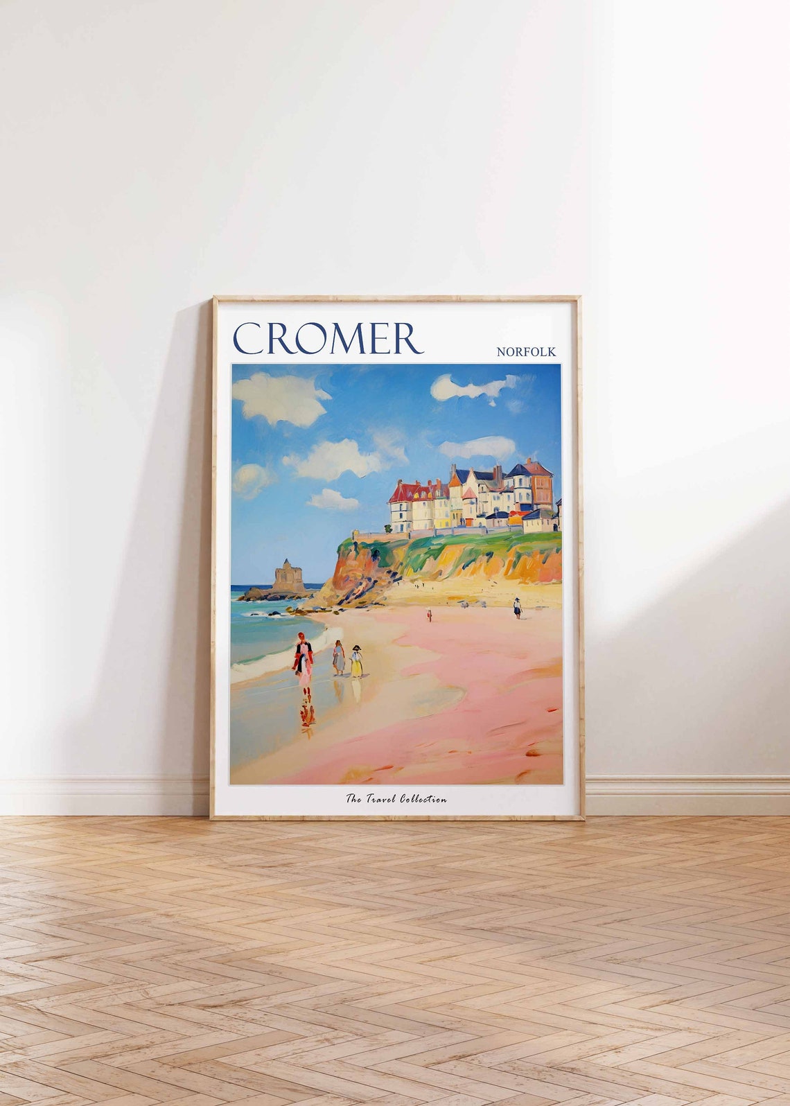 Cromer Norfolk Scenic Pink Sand Beach With Cliffs Travel Poster - Image 2