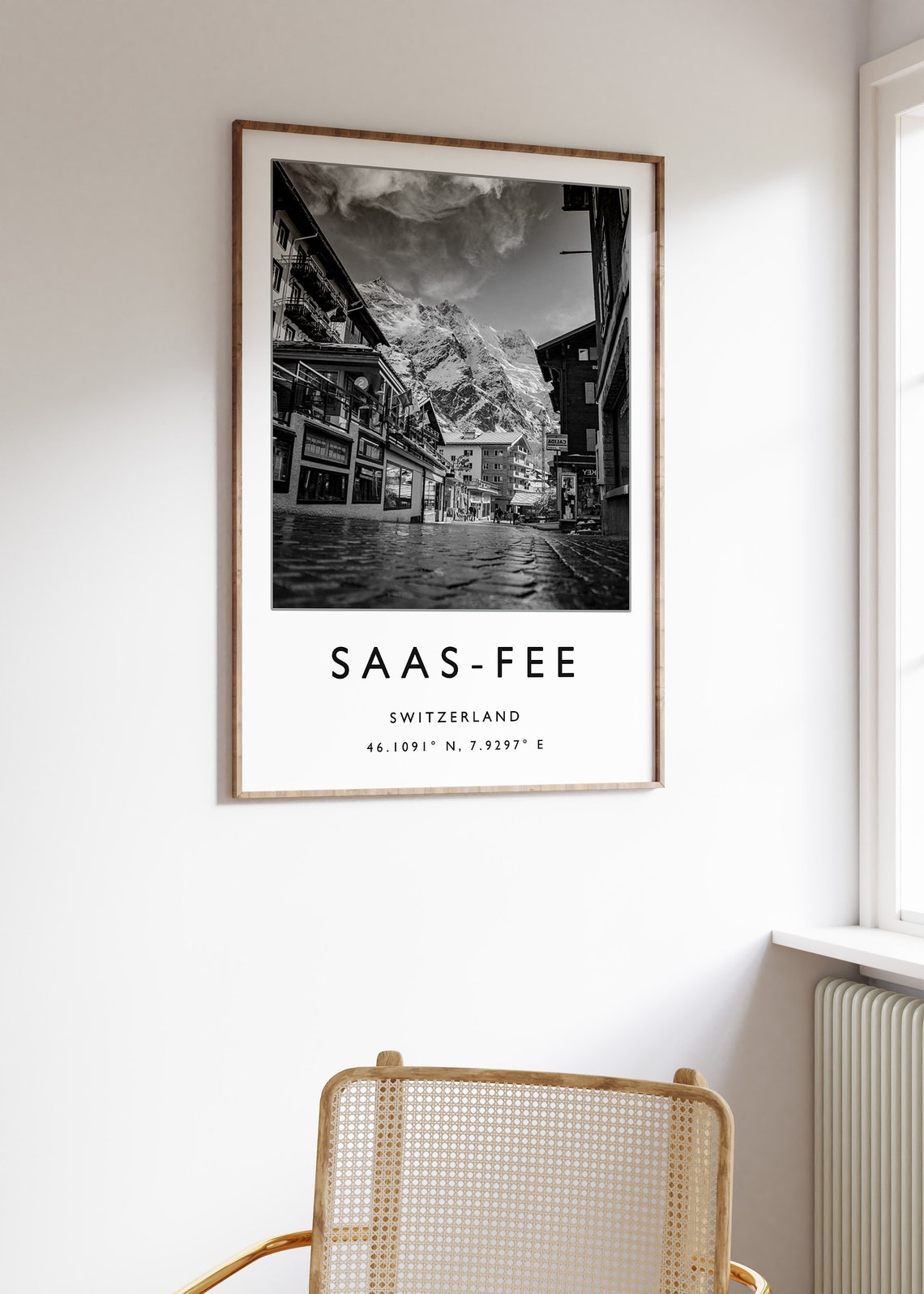 Saas Fee Switzerland Black and White Street Photo Travel Poster - Image 3