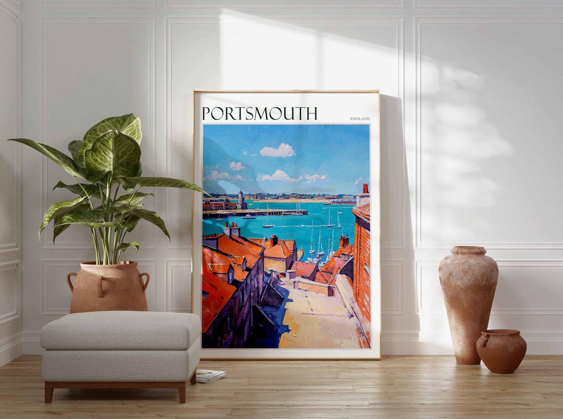 Portsmouth Poster Uk Travel Poster Coastal Wall Art British Decor Uk Home Decor Portsmouth Wall Art Portsmouth Travel Print Uk Print - Image 4