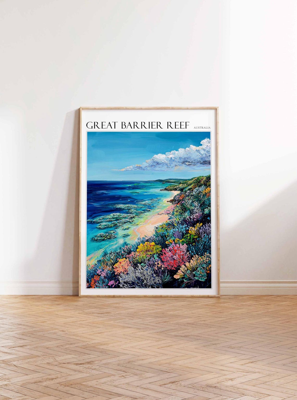 Great Barrier Reef Coral Cove Curved Beach Australia Travel Poster - Image 3