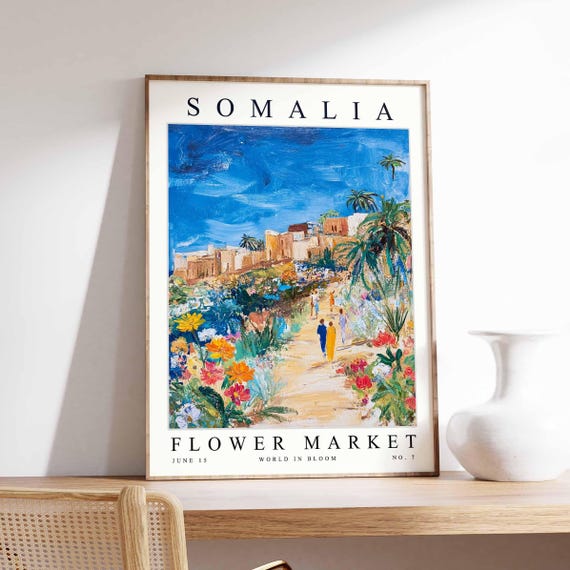 Somalia Flower Market Poster Print Somali Floral Wall Art Decor Botanical Africa African Travel