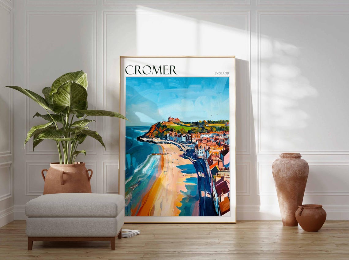 Cromer England Golden Beach Curving Toward the Headland Town Poster - Image 3