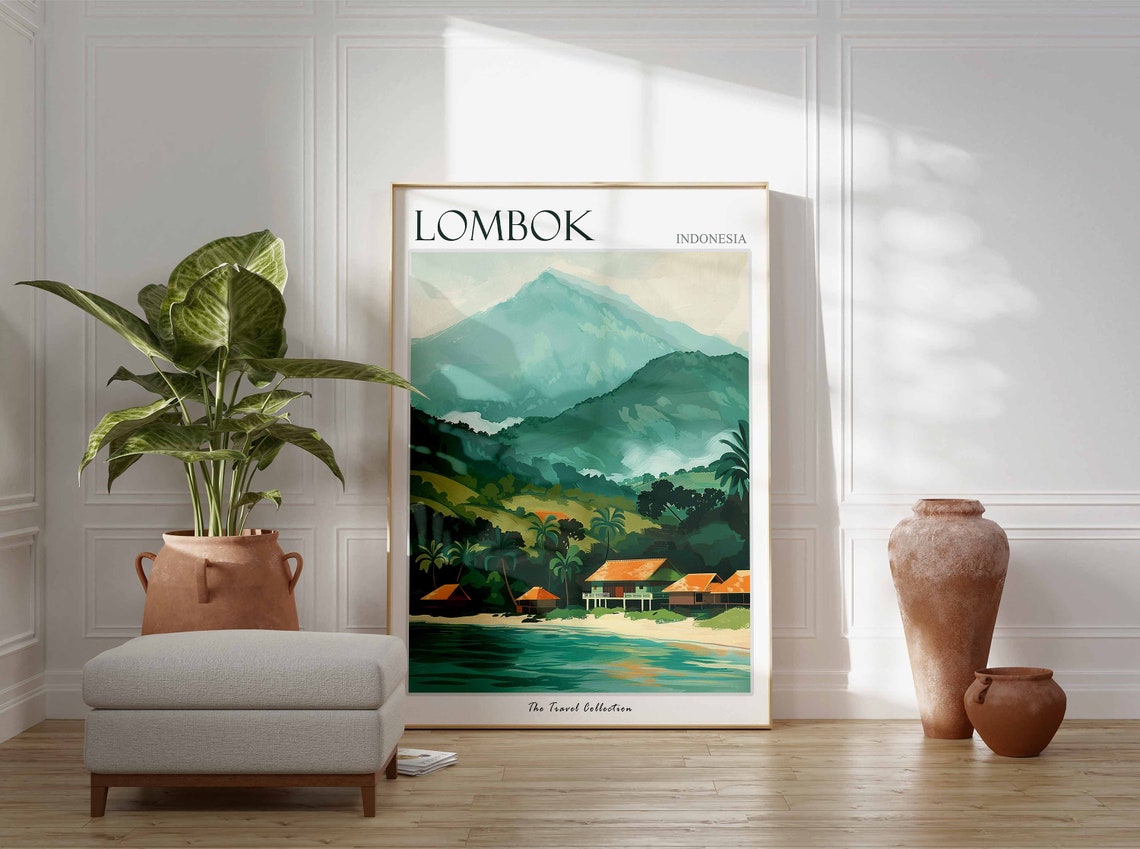 Lombok Poster Indonesia Travel Print Indonesian Decor Asia Travel Poster Asian Wall Art Sea Print Lombok Gift Lombok Travel Poster - Image 2