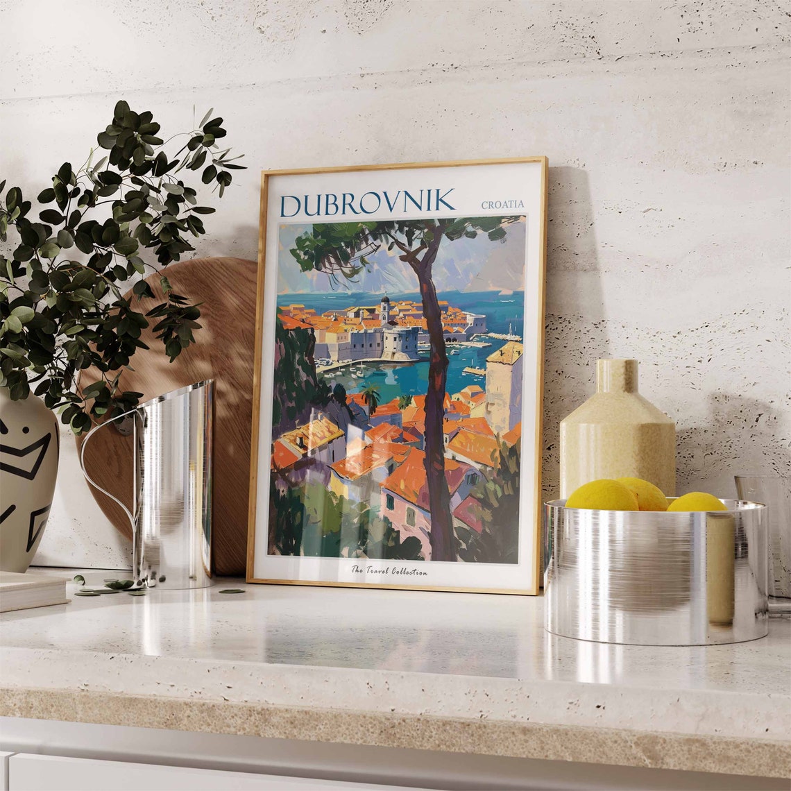 Dubrovnik Croatia Walled City Pine Tree Viewpoint Travel Poster - Image 2