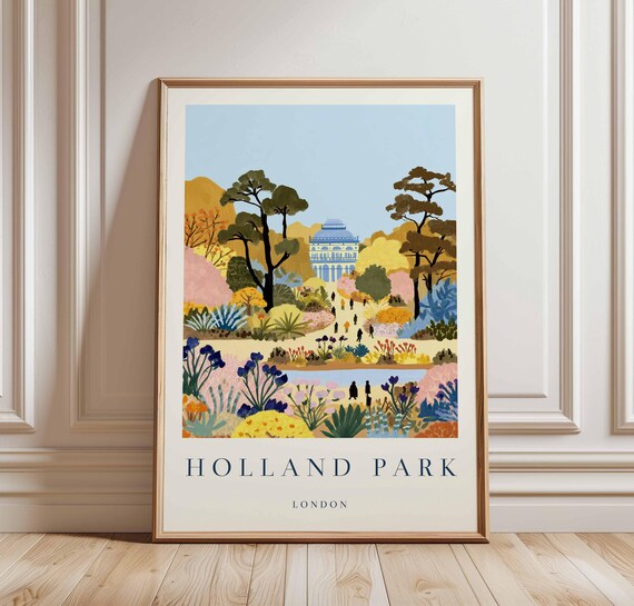 Holland Park London Lakeside Palace Spring Bloom Travel Poster