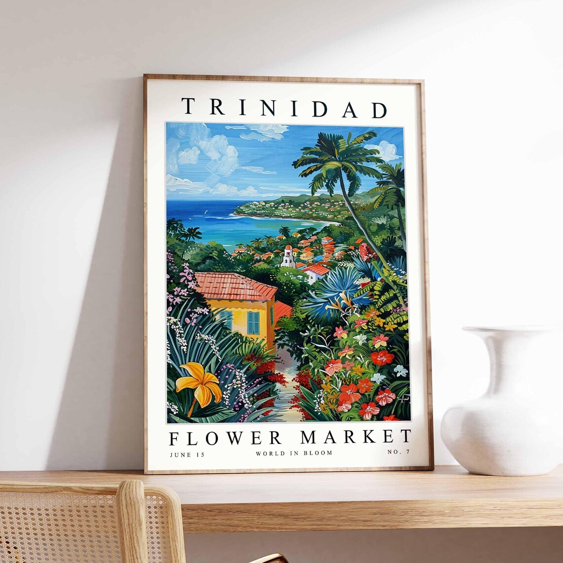Trinidad Flower Market Golden Garden Road to the Palm Lined Bay Poster