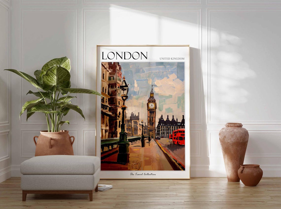 London Poster United Kingdom Travel Print British Decor United Kingdom Travel Poster Botanical Print London Gift London Travel Poster - Image 2