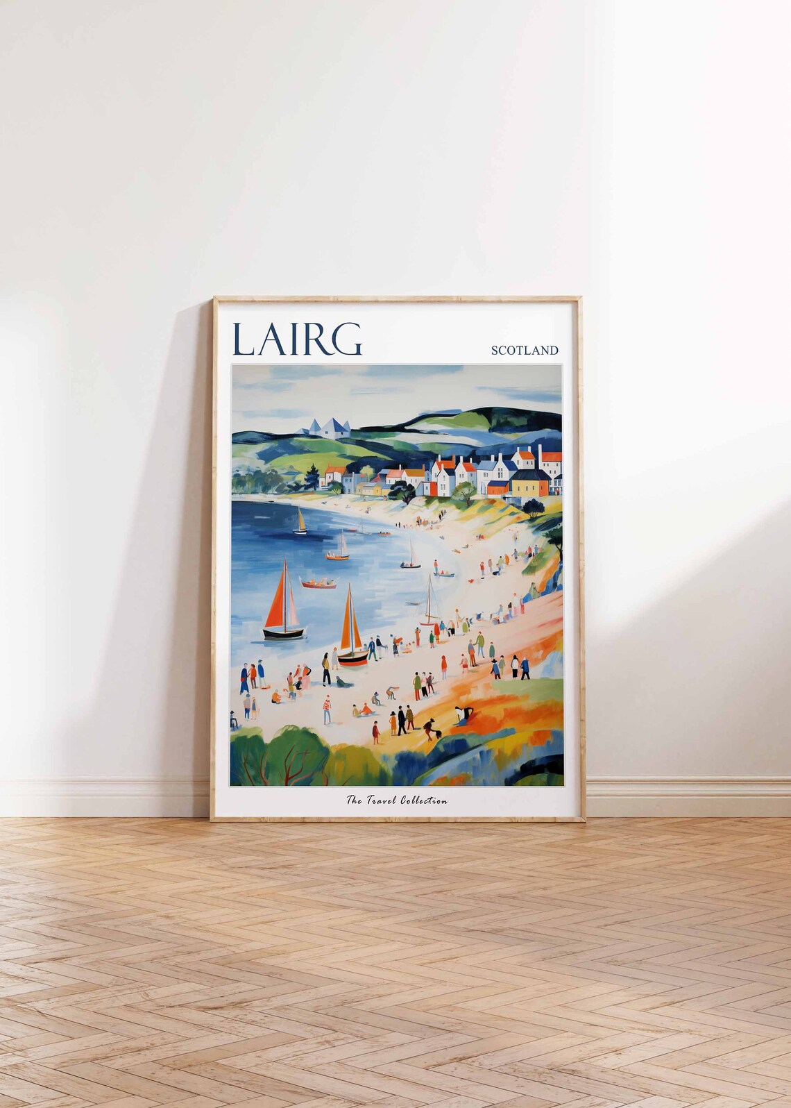 Lairg Scotland Summer Beach Sailboats Village Harbor Seaside Poster - Image 2