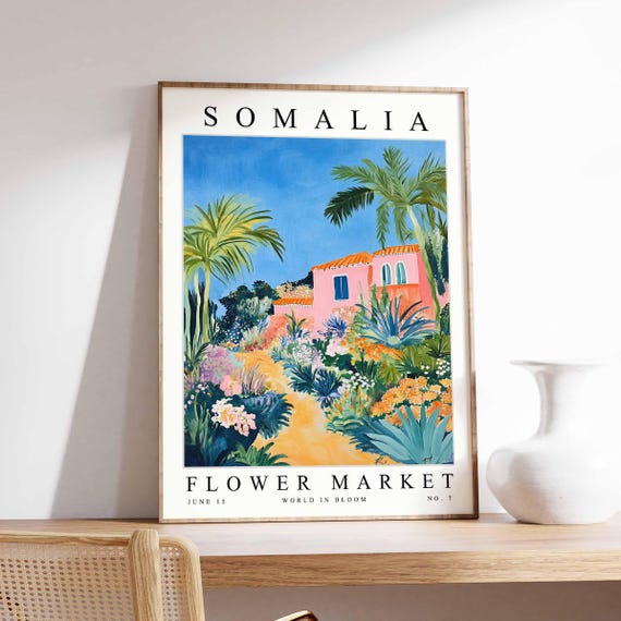 Somalia Flower Market Poster Print Somali Floral Wall Art Decor Botanical Africa African Travel