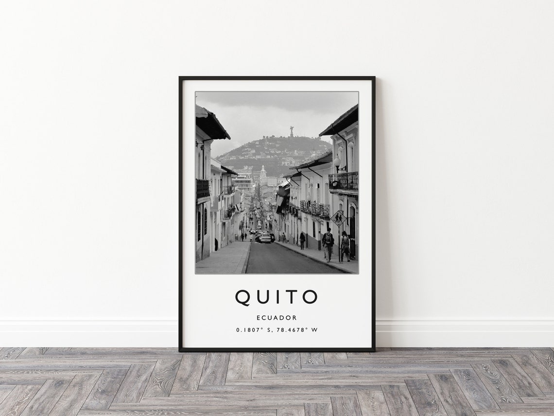 Quito Ecuador Travel Print Quito Travel Poster Ecuador Travel Print South America Travel Poster Travel Gift Black And White Print - Image 3