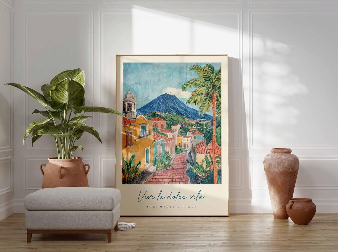 Stromboli Poster Italian Travel Print Stromboli Travel Art Stromboli Wall Art Italy Art Italy Travel Decor Italian Travel Gift - Image 3