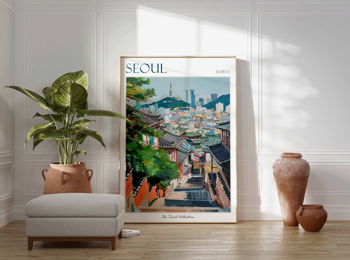 Seoul Travel Poster, Tropical Decor Wall Art - Image 3