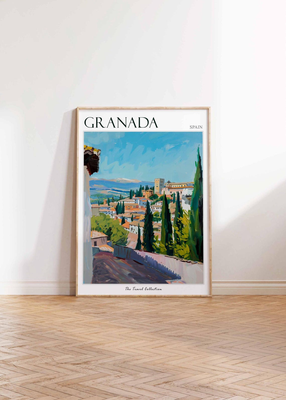 Granada Spain Old Town Rooftops Cypress Trees Sierra Travel Poster - Image 2