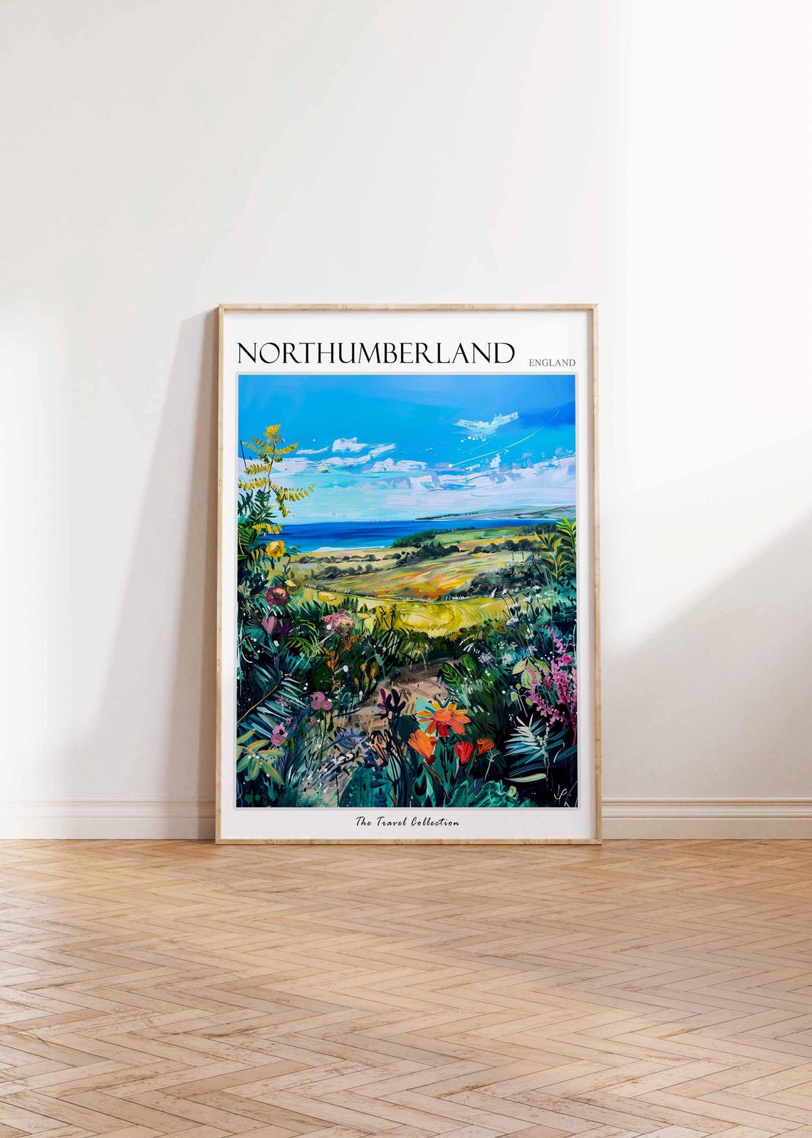 Northumberland England Dense Wildflower Garden Coastal View Poster - Image 2