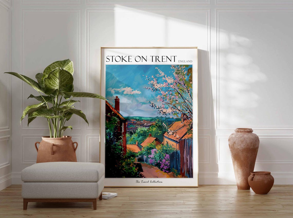 Stoke On Trent Poster England Travel Print British Decor United Kingdom Travel Poster Stoke On Trent Gift Stoke On Trent Travel Poster - Image 2