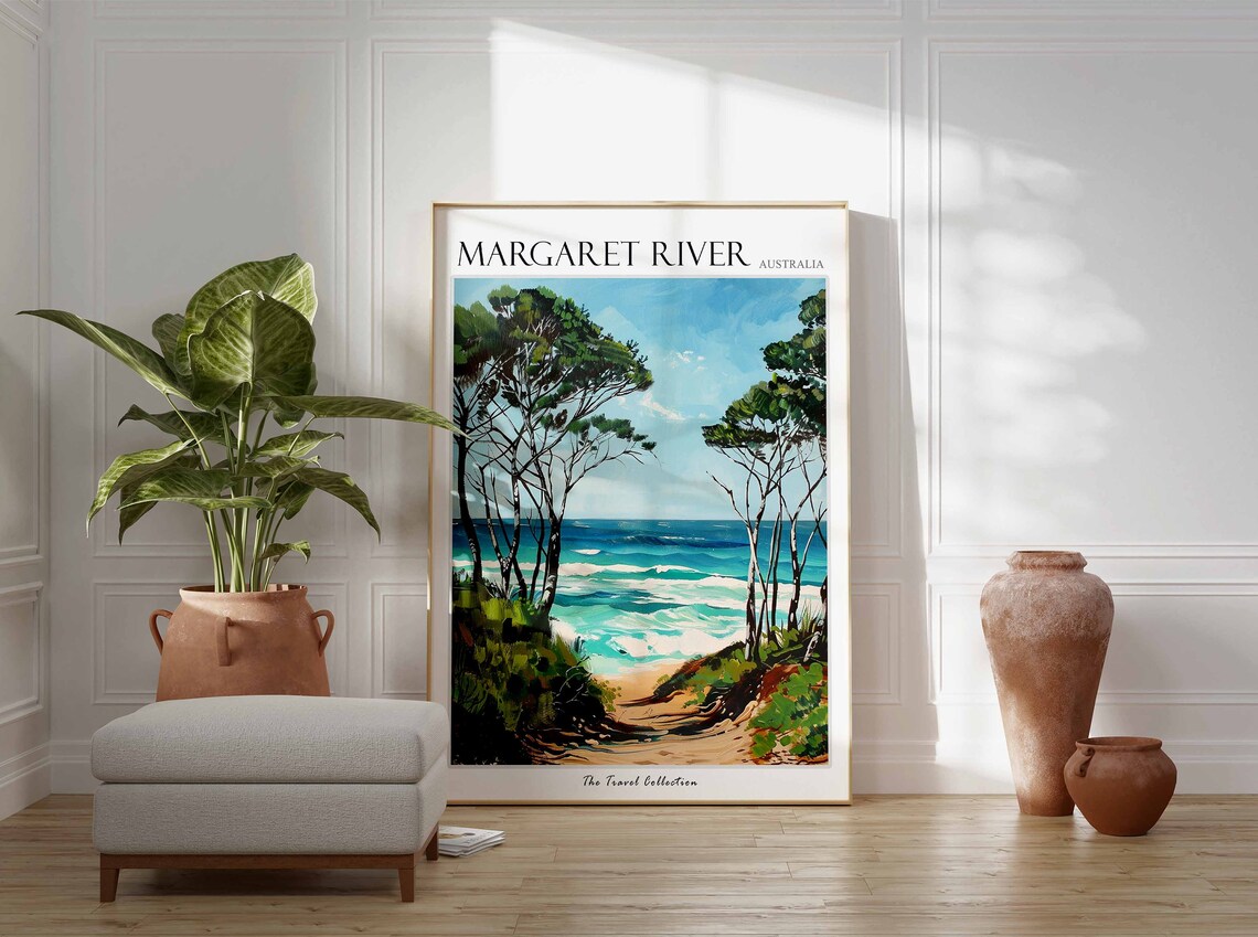 Margaret River Poster Australia Travel Print Australian Decor Oceania Travel Poster Oceanian Wall Art Margaret River Travel Poster - Image 2