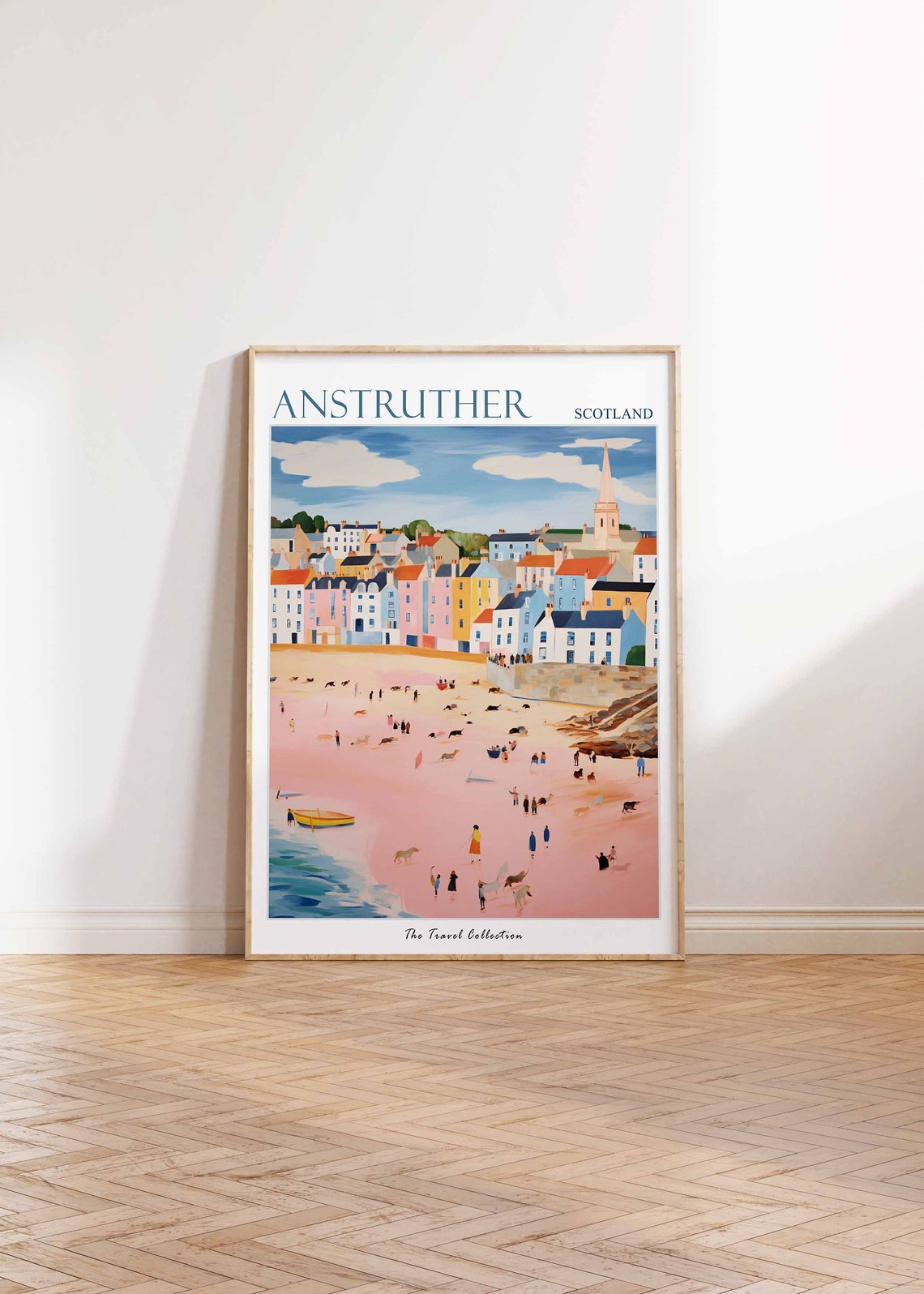 Anstruther Scotland Pastel Beach Town Illustration Travel Poster - Image 3