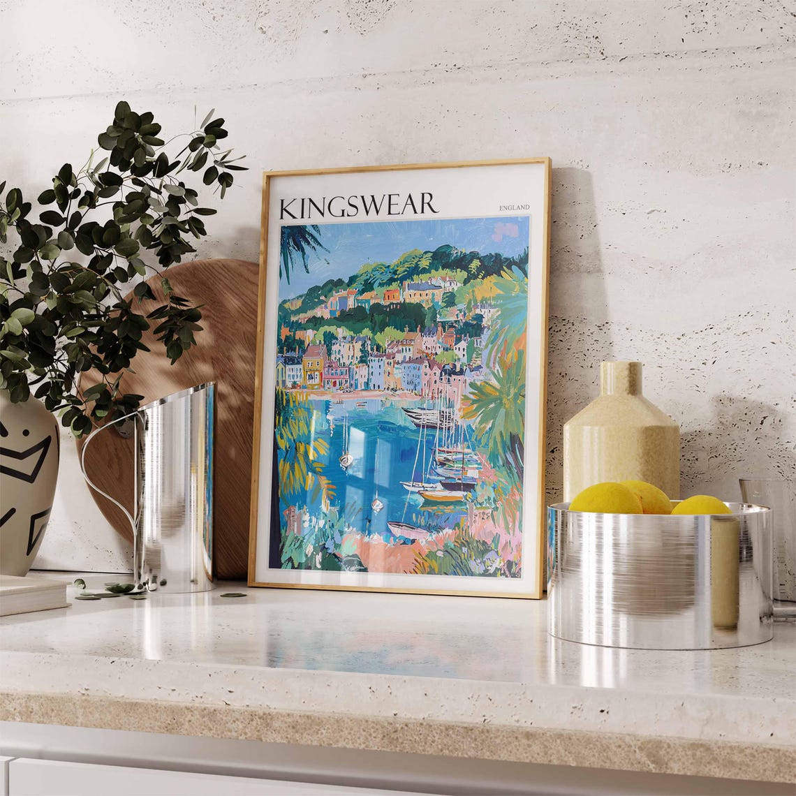Kingswear Poster English Riviera Poster Uk Travel Poster Coastal Wall Art British Decor Kingswear Travel Print Kingswear Wall Decor - Image 2
